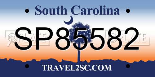 SP85582 South Carolina License Plate