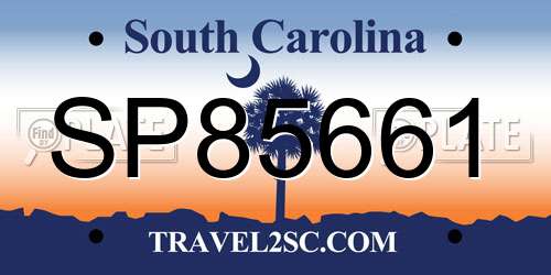SP85661 South Carolina License Plate