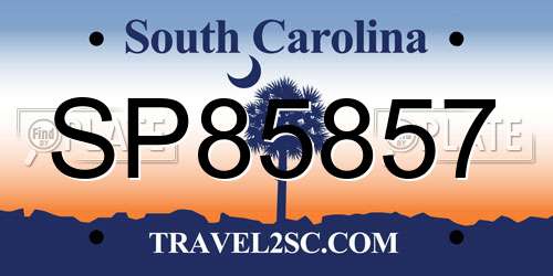 SP85857 South Carolina License Plate