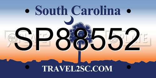 SP88552 South Carolina License Plate