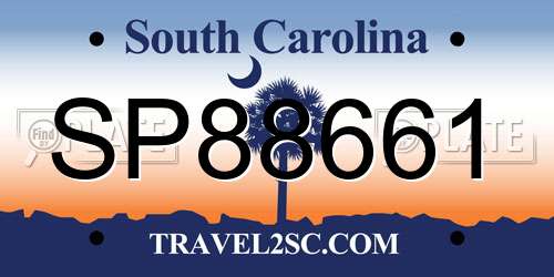SP88661 South Carolina License Plate