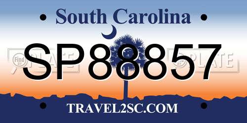SP88857 South Carolina License Plate