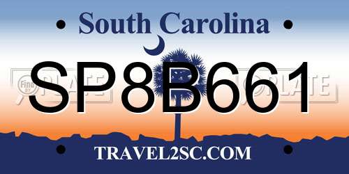 SP8B661 South Carolina License Plate