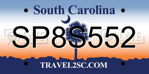 SP8S552 South Carolina License Plate