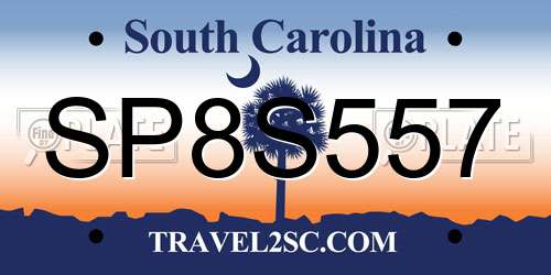 SP8S557 South Carolina License Plate