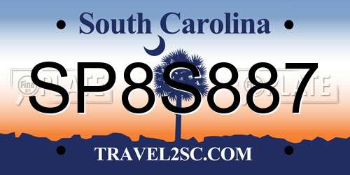 SP8S887 South Carolina License Plate