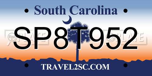 SP8T952 South Carolina License Plate