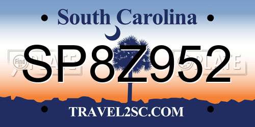 SP8Z952 South Carolina License Plate