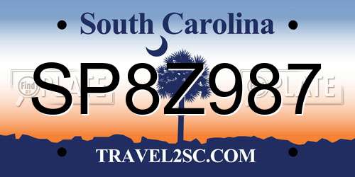 SP8Z987 South Carolina License Plate