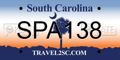 SPA138 South Carolina License Plate