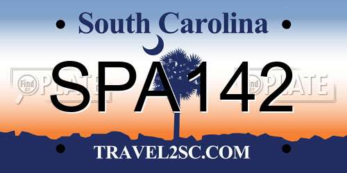 SPA142 South Carolina License Plate
