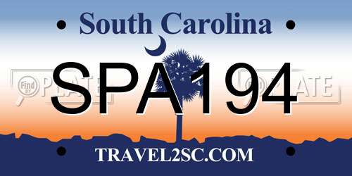 SPA194 South Carolina License Plate