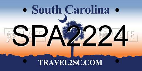 SPA2224 South Carolina License Plate