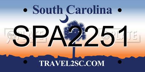 SPA2251 South Carolina License Plate