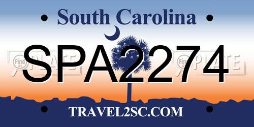 SPA2274 South Carolina License Plate