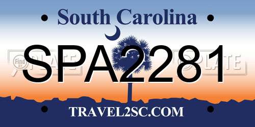 SPA2281 South Carolina License Plate
