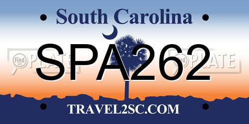 SPA262 South Carolina License Plate