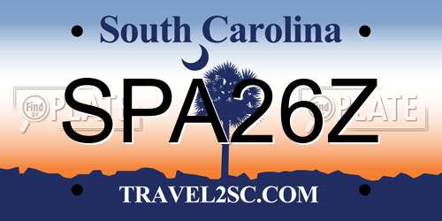 SPA26Z South Carolina License Plate