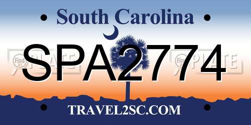 SPA2774 South Carolina License Plate