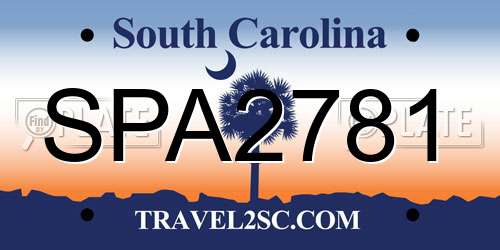 SPA2781 South Carolina License Plate