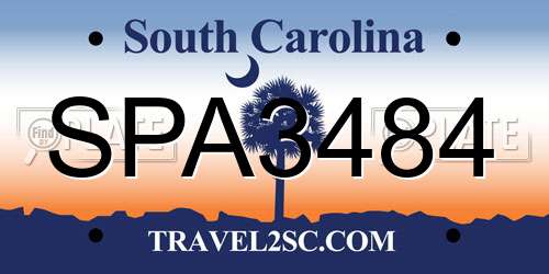 SPA3484 South Carolina License Plate