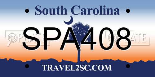 SPA408 South Carolina License Plate
