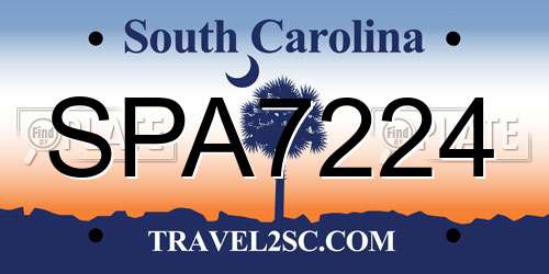 SPA7224 South Carolina License Plate