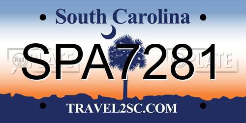 SPA7281 South Carolina License Plate