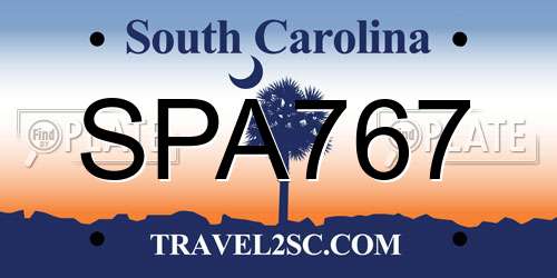 SPA767 South Carolina License Plate