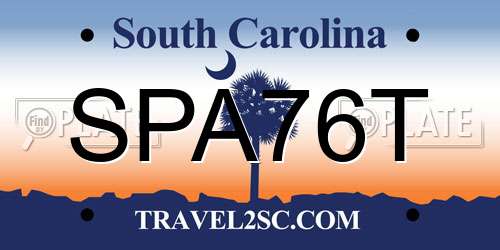SPA76T South Carolina License Plate