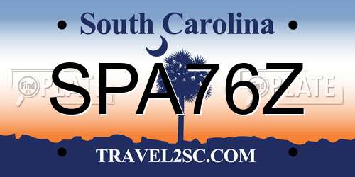SPA76Z South Carolina License Plate
