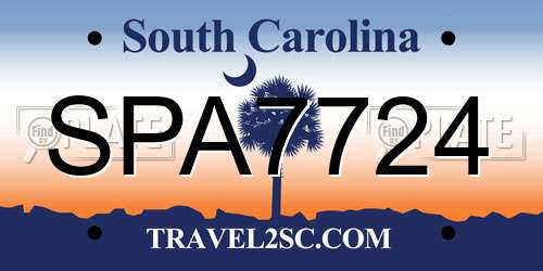 SPA7724 South Carolina License Plate
