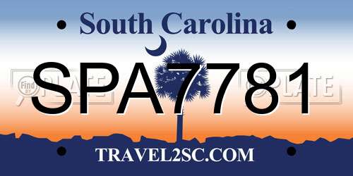 SPA7781 South Carolina License Plate
