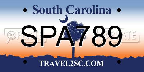SPA789 South Carolina License Plate