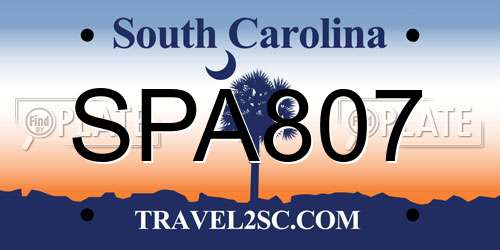 SPA807 South Carolina License Plate