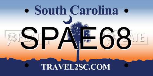 SPAE68 South Carolina License Plate