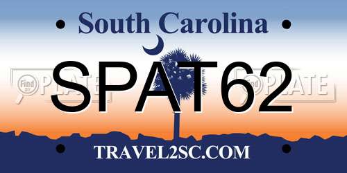 SPAT62 South Carolina License Plate