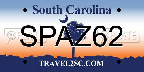 SPAZ62 South Carolina License Plate