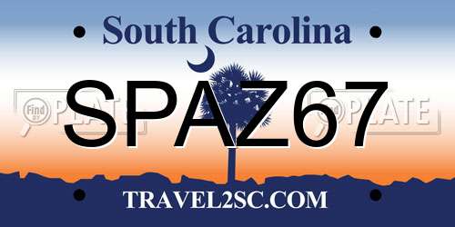 SPAZ67 South Carolina License Plate