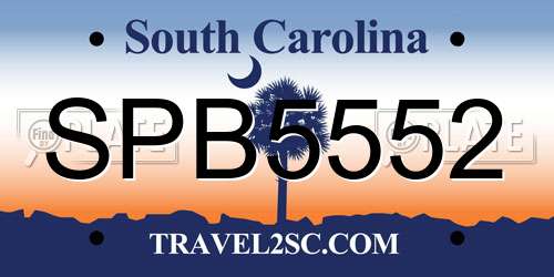 SPB5552 South Carolina License Plate