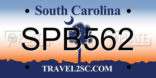 SPB562 South Carolina License Plate