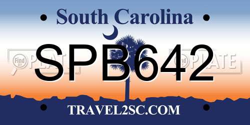 SPB642 South Carolina License Plate