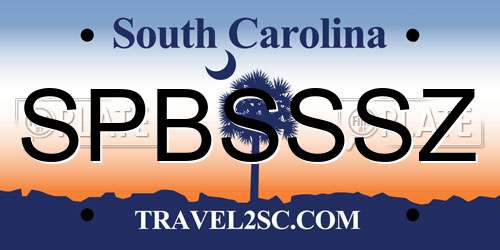 SPBSSSZ South Carolina License Plate
