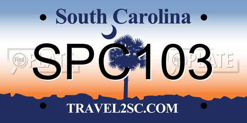 SPC103 South Carolina License Plate