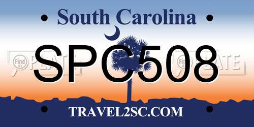 SPC508 South Carolina License Plate