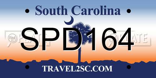 SPD164 South Carolina License Plate