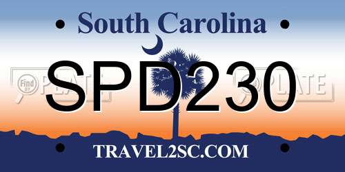 SPD230 South Carolina License Plate
