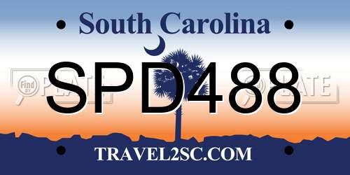 SPD488 South Carolina License Plate