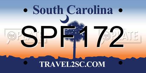 SPF172 South Carolina License Plate