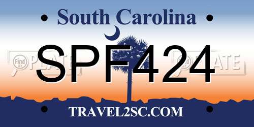 SPF424 South Carolina License Plate